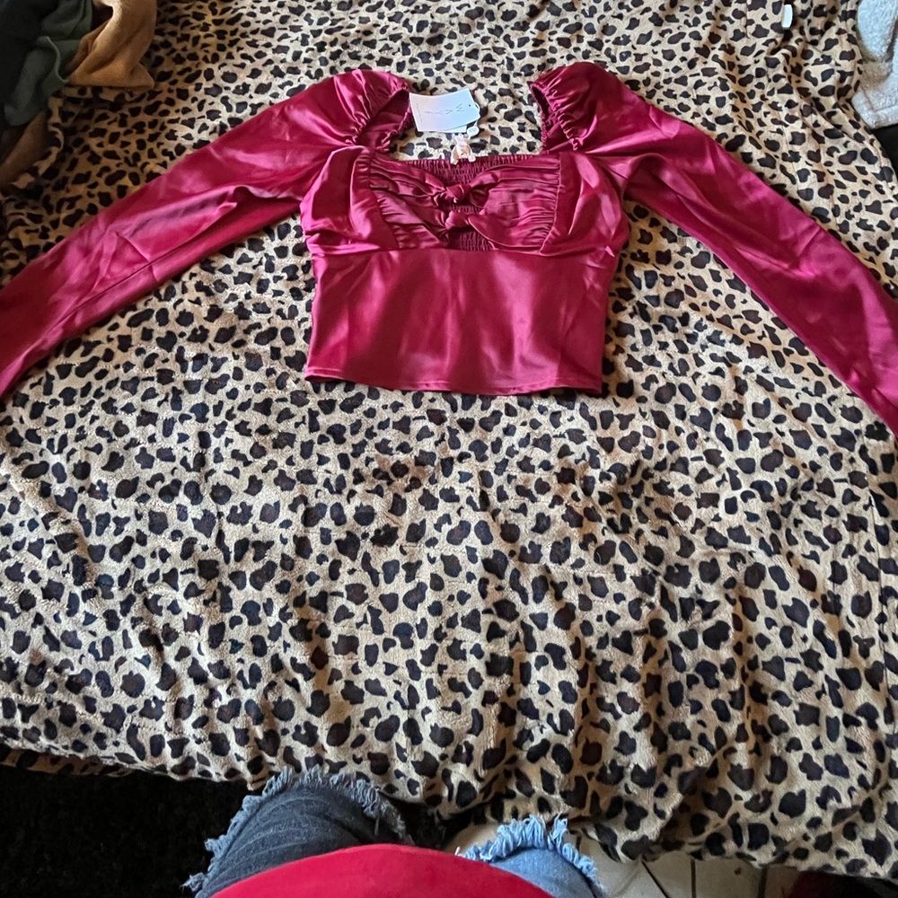 Wayf Red Long Sleeve Top